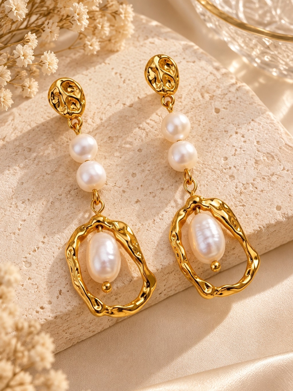 Gold-Tone Pearl Drop Earrings NWT